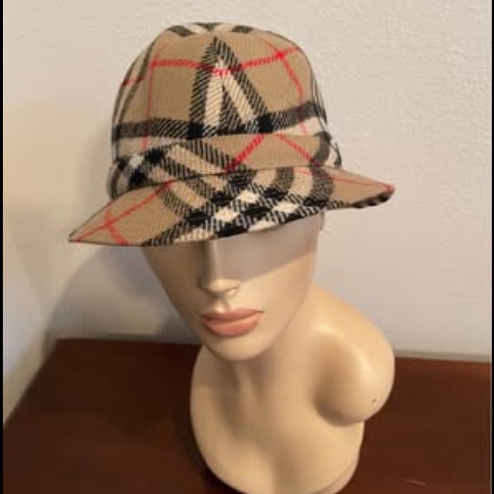 Burberry Beige and Black Plaid Hat